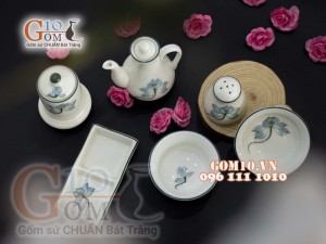 Bộ gia vị men kem vẽ Sen xanh