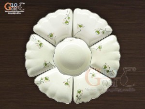 Bộ hoa mặt trời men kem vẽ Đài Sen 55cm, 7 chi tiết