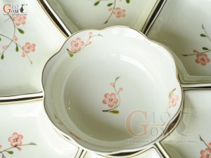 Bộ hoa mặt trời men kem vẽ hoa Đào hồng,15 chi tiết