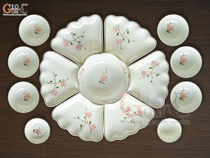 Bộ hoa mặt trời men kem vẽ hoa Đào hồng,15 chi tiết