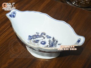 Bộ hoa mặt trời men lam cổ Rồng Phượng Như Ý, đầy đủ vẽ vàng 24k, 45cm