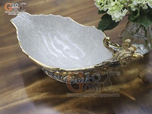 Bộ hoa mặt trời men rạn đắp nổi hoa Sen vẽ vàng 24k