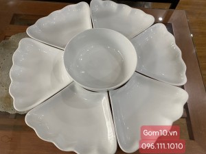 Bộ hoa mặt trời men trắng cao cấp, 7 chi tiết