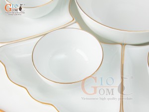 Bộ hoa mặt trời men trắng kẻ chỉ vàng kim, 15 chi tiết