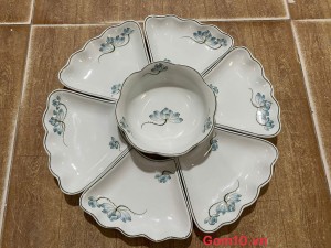 Bộ hoa mặt trời men trắng vẽ hoa Sen 45cm, 7 chi tiết