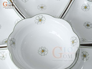 Bộ hoa mặt trời men trắng vẽ ngàn hoa 55cm,15 chi tiết