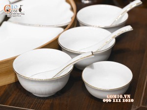 Bộ hoa mặt trời men trắng kẻ chỉ vàng kim, đường kính 45cm