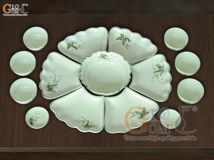 Bộ hoa mặt trời ngọc vẽ hoa Bưởi trắng, đường kính 55cm