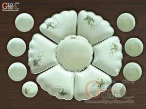 Bộ hoa mặt trời ngọc vẽ hoa Bưởi trắng, đường kính 55cm