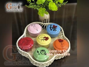 Bộ khay mứt tết 6 hũ gốm