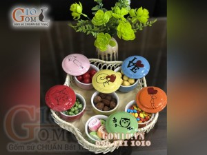 Bộ khay mứt tết 6 hũ gốm