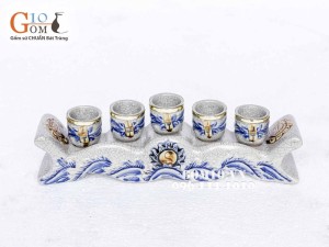 Bộ kỷ 5 men rạn đắp đổi bọc đồng