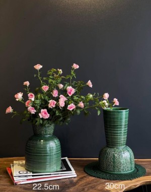 Bộ 2 lọ hoa men ngọc lục bảo giả vuốt 