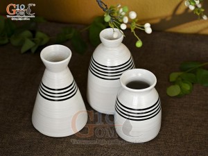 Bộ lọ hoa mini vẽ kẻ sóng, cao 13,5cm