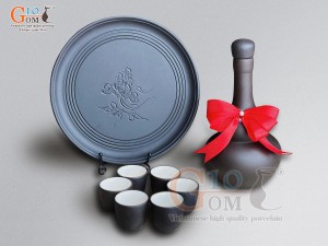 Bộ nậm rượu hồ lô khay tròn, 500ml