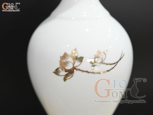 Bộ nậm rượu thờ cúng men trắng họa tiết hoa Sen vàng kim