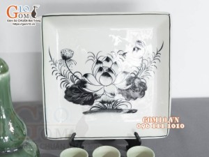 Bộ nậm rượu xanh đồng vẽ Sen
