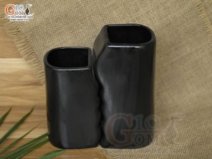 Bộ ống đũa thìa gốm đen, cao 16cm