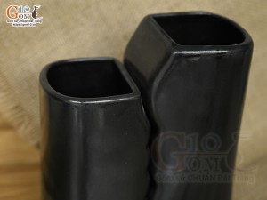 Bộ ống đũa thìa gốm đen, cao 16cm