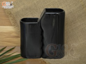 Bộ ống đũa thìa gốm đen, cao 16cm