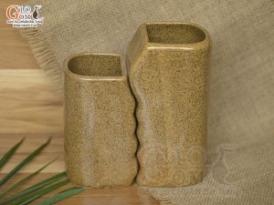 Bộ ống đũa thìa gốm vàng, cao 16cm