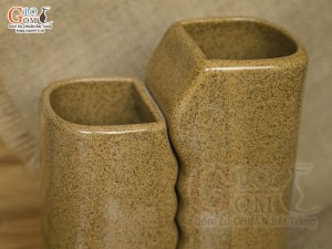 Bộ ống đũa thìa gốm vàng, cao 16cm