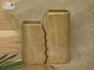 Bộ ống đũa thìa gốm vàng, cao 16cm