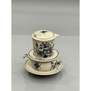 Bộ phin cà phê men bóng vẽ chuồn sen