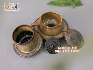 Bộ phin cà phê men hỏa biến nâu