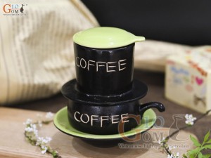 Bộ phin cà phê thấp khắc COFFEE, nắp xanh