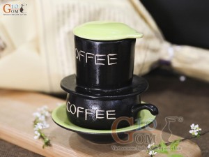 Bộ phin cà phê thấp khắc COFFEE, nắp xanh