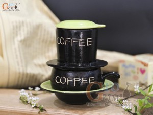 Bộ phin cà phê thấp khắc COFFEE, nắp xanh