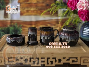 Bộ phụ kiện 4 món men hỏa biến đỏ cao cấp