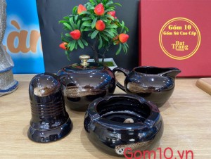 Bộ phụ kiện 4 món men hỏa biến gấm quẹt màu mật ong