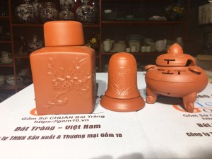 Bộ phụ kiện ấm chén gốm đỏ (3 món)