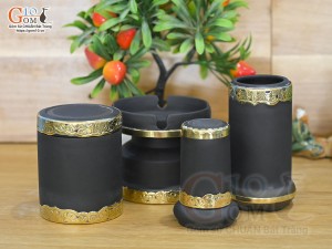 Bộ phụ kiện gốm đen, bọc đồng