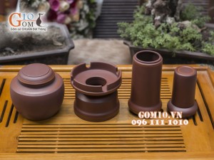 Bộ phụ kiện gốm nâu 4 món