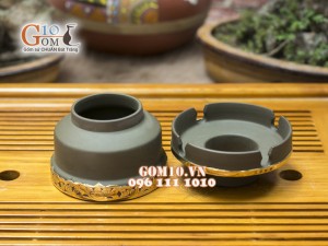 Bộ phụ kiện gốm rêu , bọc đồng