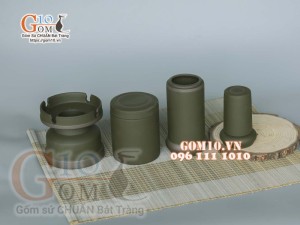 Bộ phụ kiện gốm rêu chỉ nâu