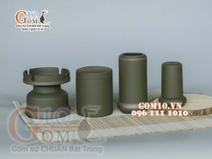 Bộ phụ kiện gốm rêu chỉ nâu