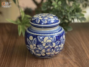 Bộ phụ kiện men cổ vẽ hoa xanh lam