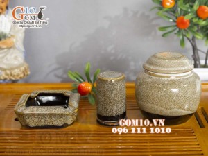 Bộ phụ kiện men hỏa biến gấm vàng 3 món