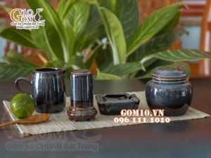 Bộ phụ kiện men hỏa biến màu rêu