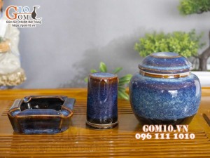 Bộ phụ kiện men hỏa biến xanh đá 3 món