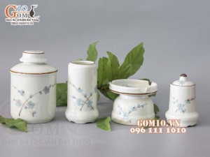 Bộ phụ kiện men kem vẽ hoa Đào xanh