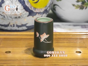 Bộ phụ kiện men rêu khắc sen chỉ đỏ 