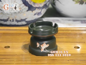 Bộ phụ kiện men rêu khắc sen chỉ đỏ 