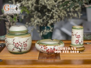 Bộ phụ kiện tròn men vuốt vẽ hoa đào