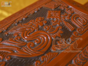 Bộ quách tiểu gốm khắc nổi Rồng Hóa Đại Cát, 80cm