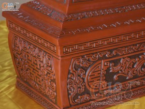 Bộ quách tiểu gốm khắc nổi Rồng Hóa Đại Cát, 80cm